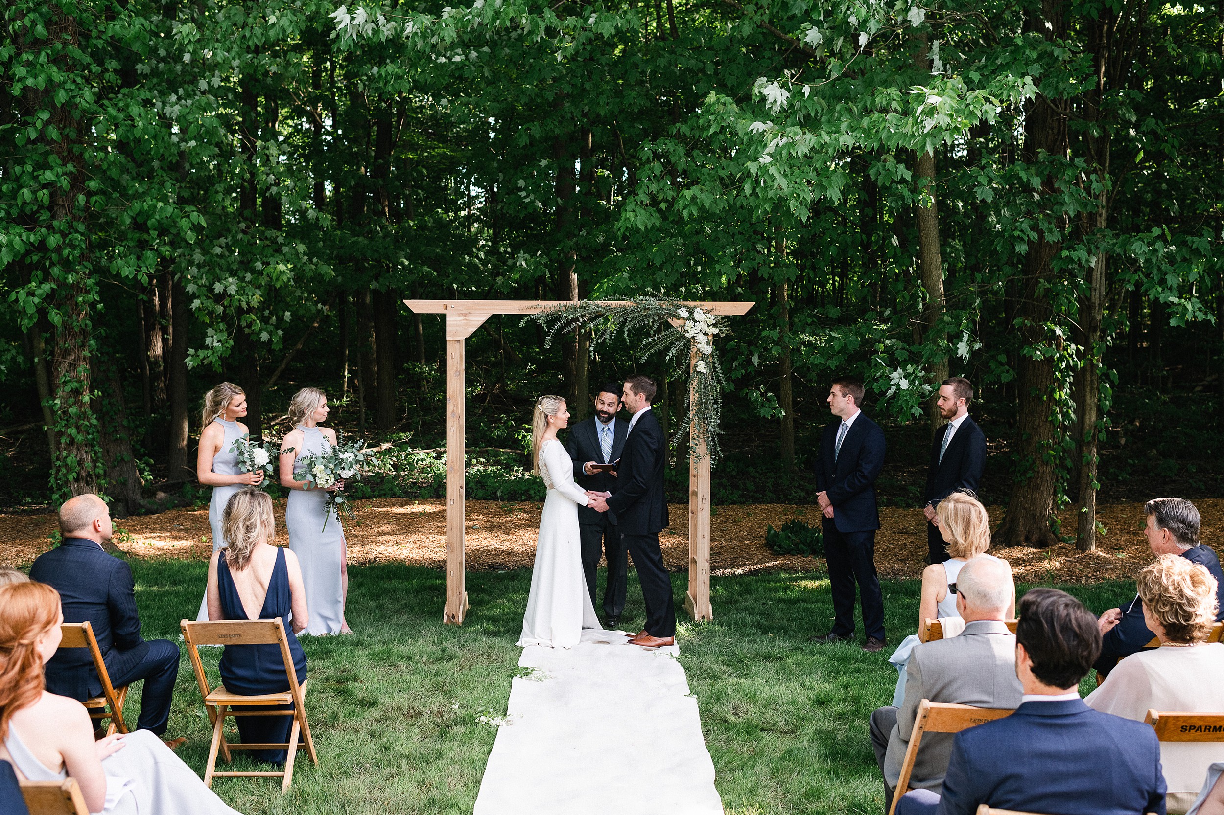 wedding ceremony in a backyard in Ohio