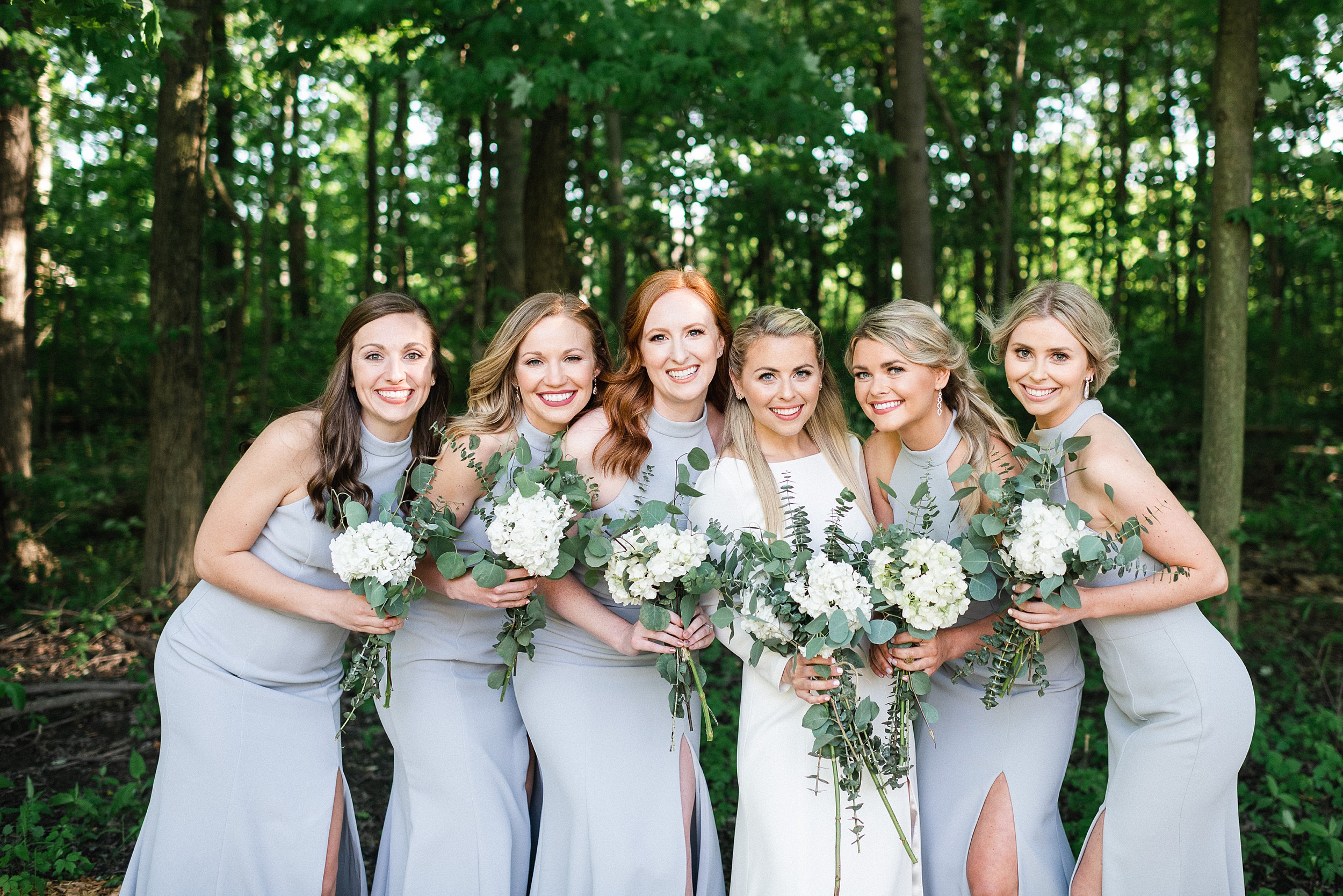 bridal party wearing light blue