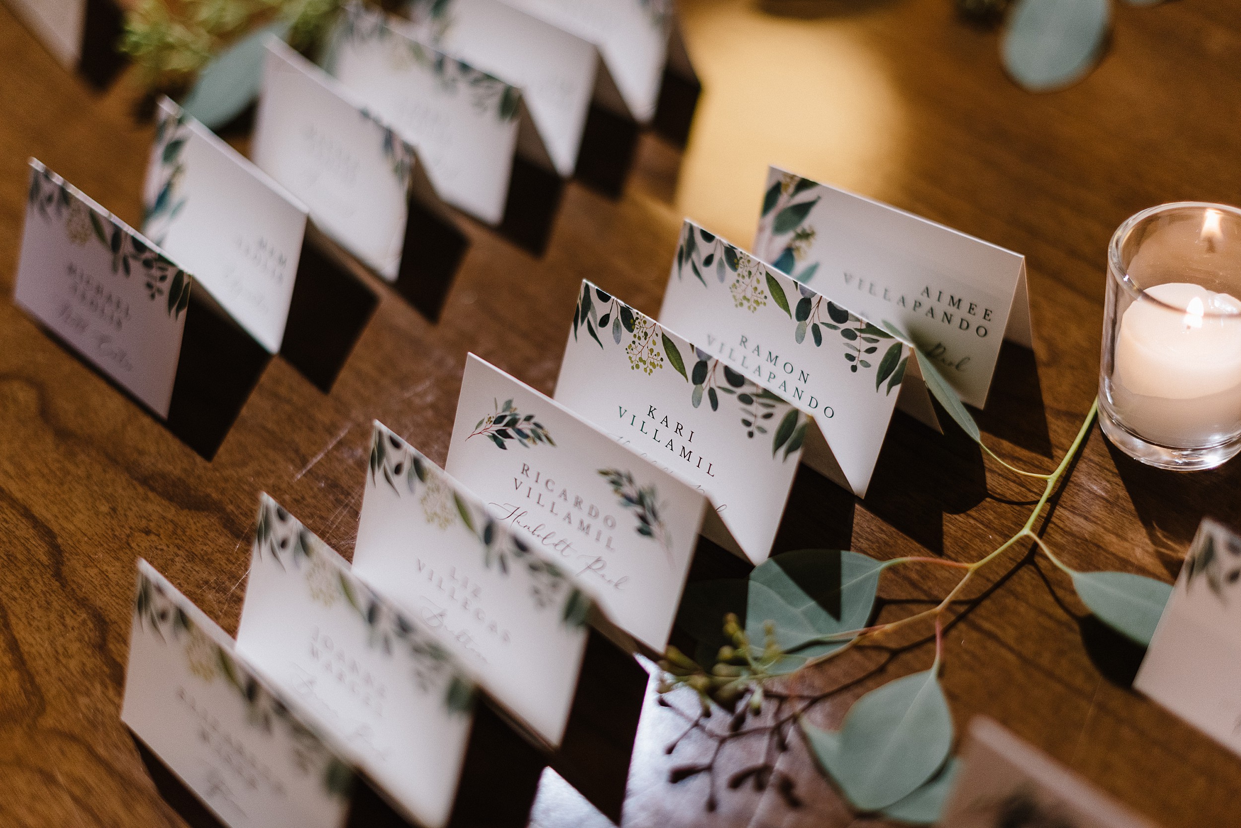 name cards at salvage one wedding