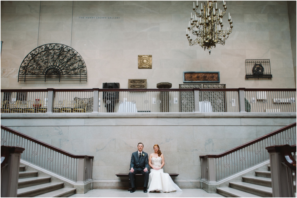 Wedding photographs on the Grand Staircase in the Art Institute of Chicago.